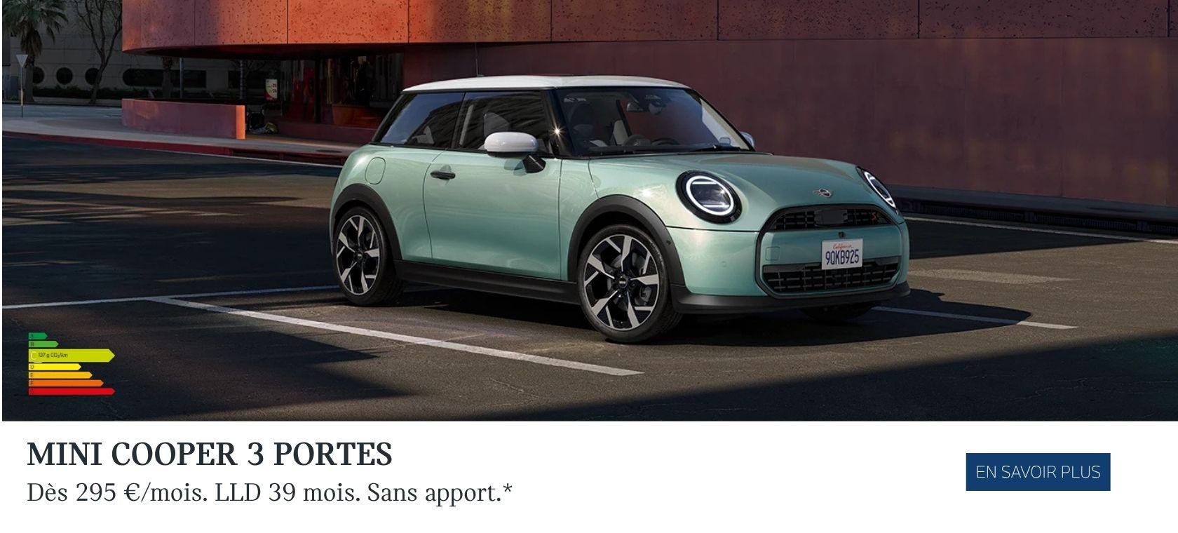 La MINI Cooper 3 Portes s’offre à vous dès 295 € / mois sans apport